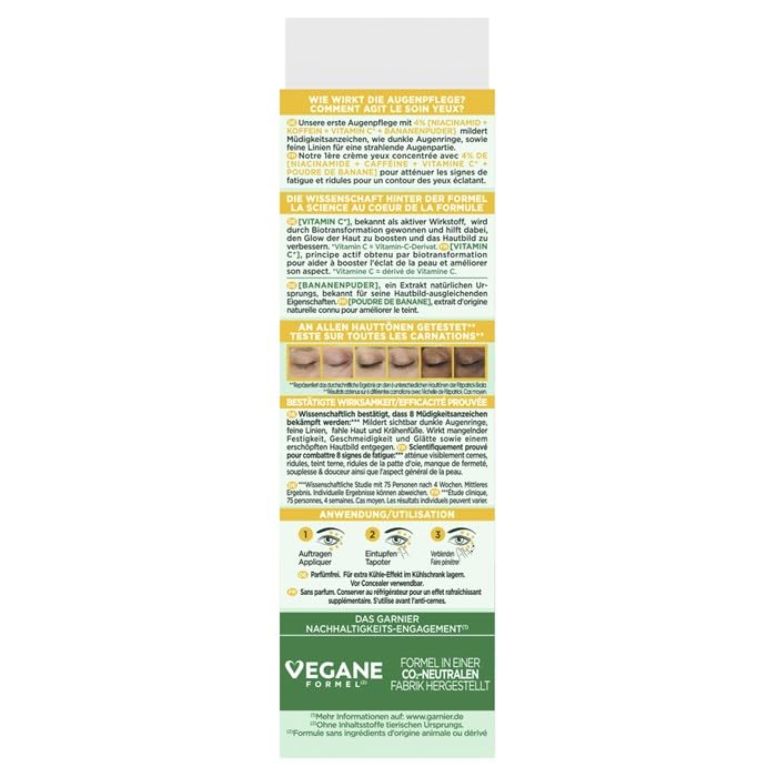 Aplicador del tubo para dosificación precisa de Garnier crema ojos