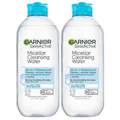 Garnier, dúo de frascos de agua micelar, desmaquillante para uso diario.