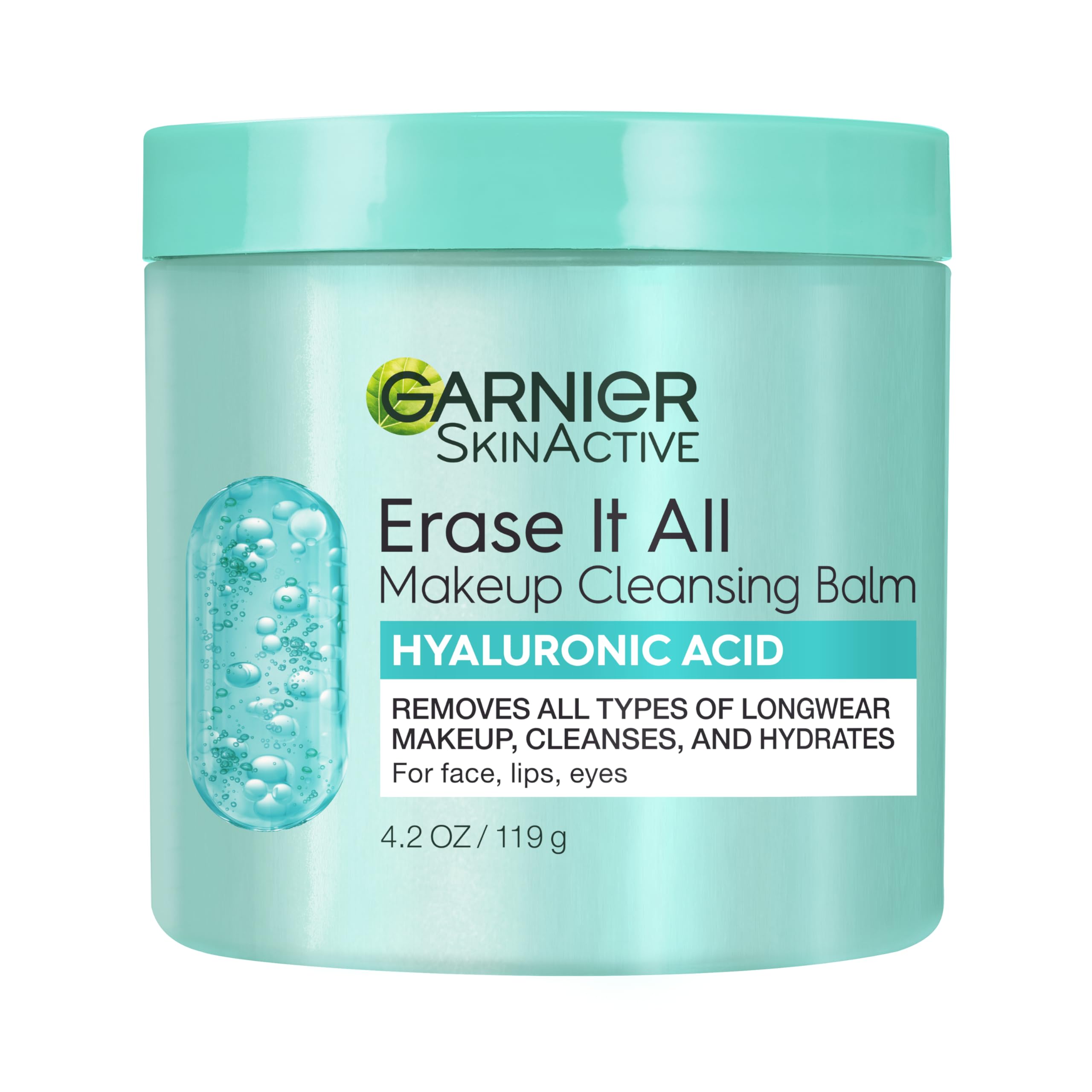 Garnier Erase It All bálsamo desmaquillante con ácido hialurónico en bote, desmaquilla suavemente.
