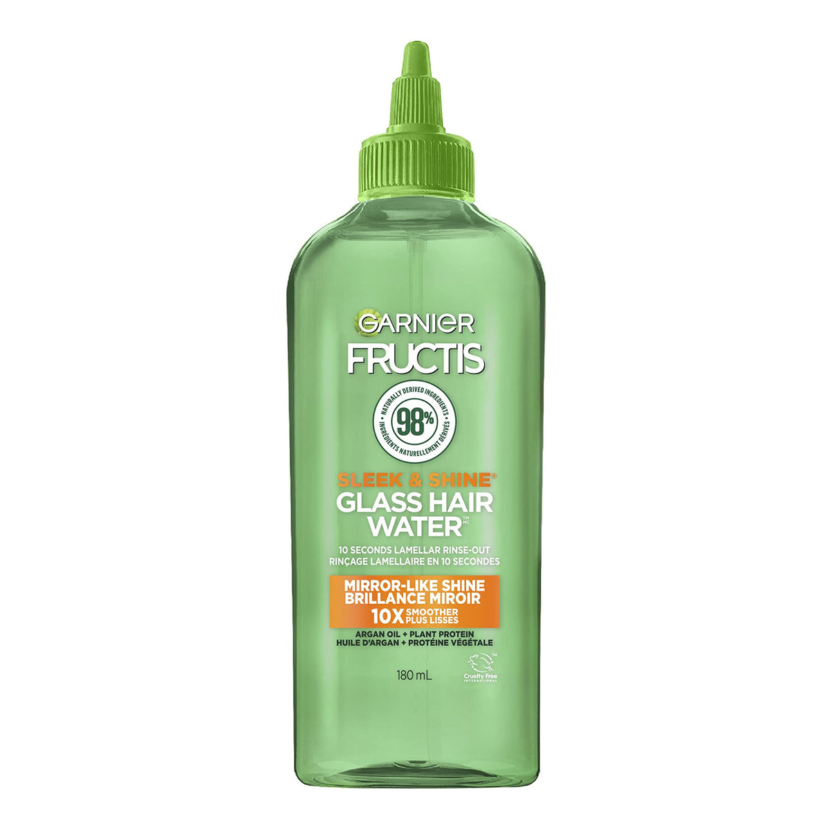 Garnier Fructis ofrece brillo de vidrio y cabello suave al instante.