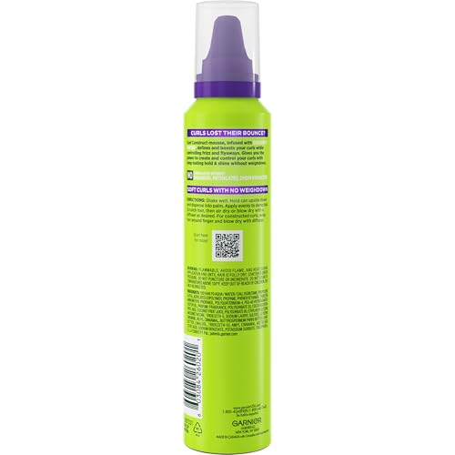 Garnier Fructis Curl Construct Mousse packaging and label details.