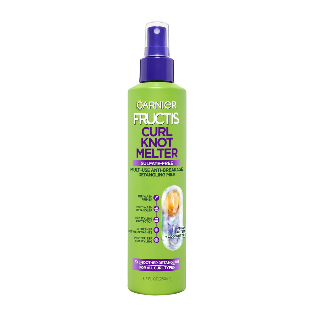 Garnier Fructis Curl Knot Melter, botella frontal, facilita el peinado sin tirones