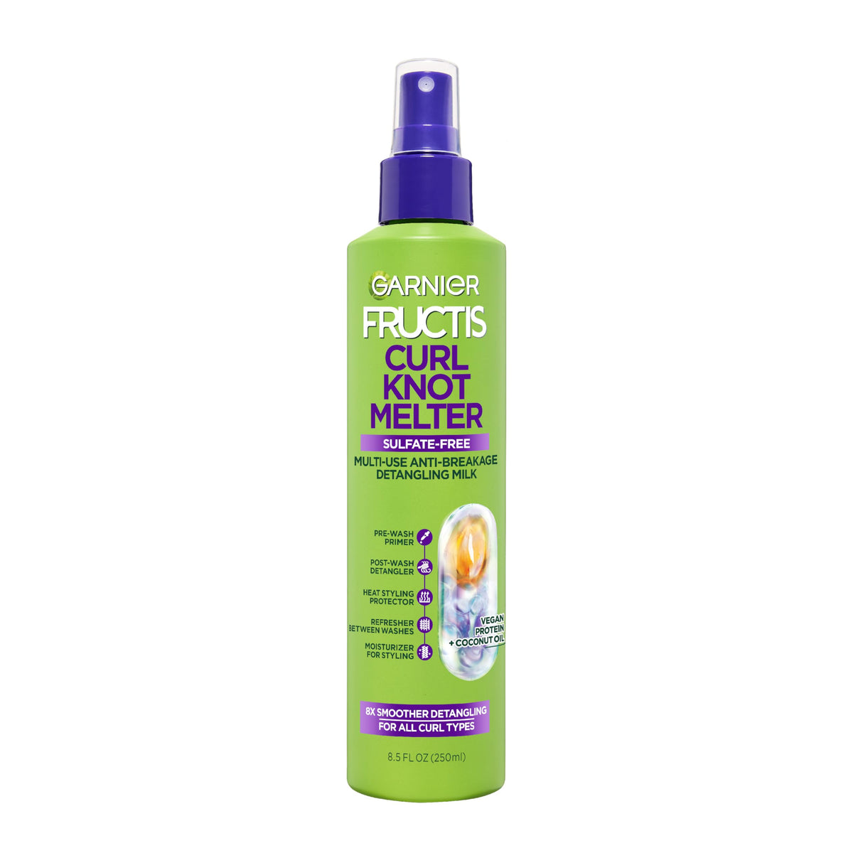 Garnier Fructis Curl Knot Melter, botella frontal, facilita el peinado sin tirones