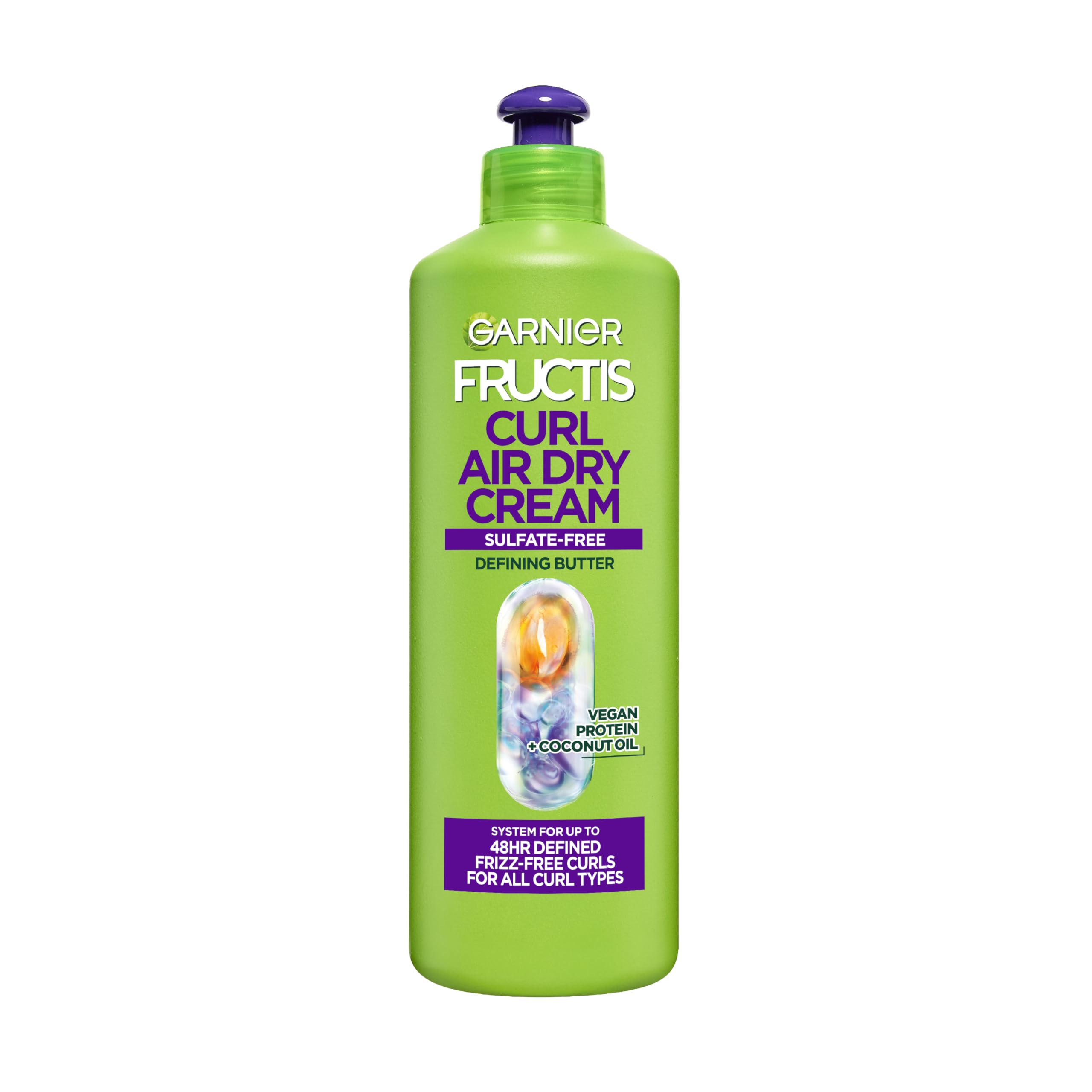 Garnier Fructis Curl Nourish en botella, definición de rizos al secado al aire.