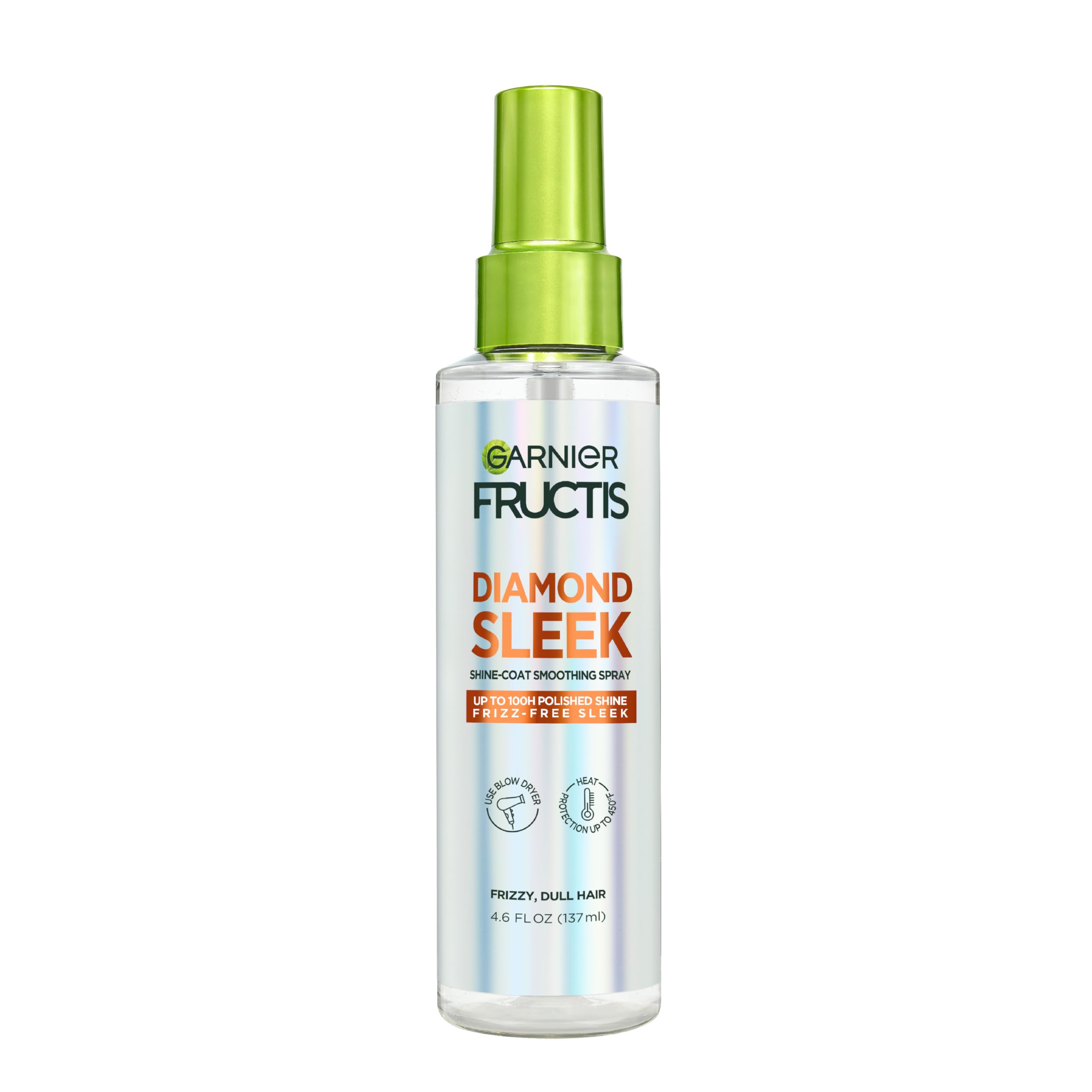 Garnier Fructis Diamond Sleek: botella vertiendo producto para brillo intenso