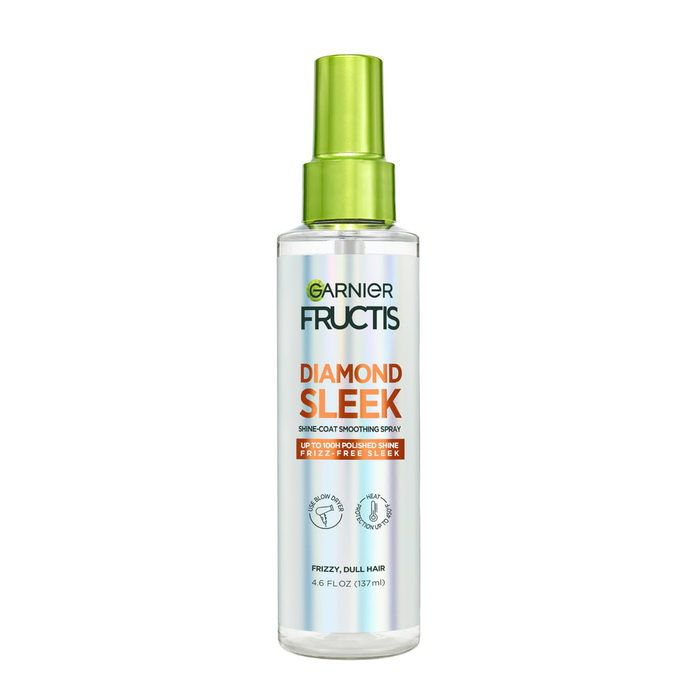 Garnier Fructis Diamond Sleek: botella vertiendo producto para brillo intenso