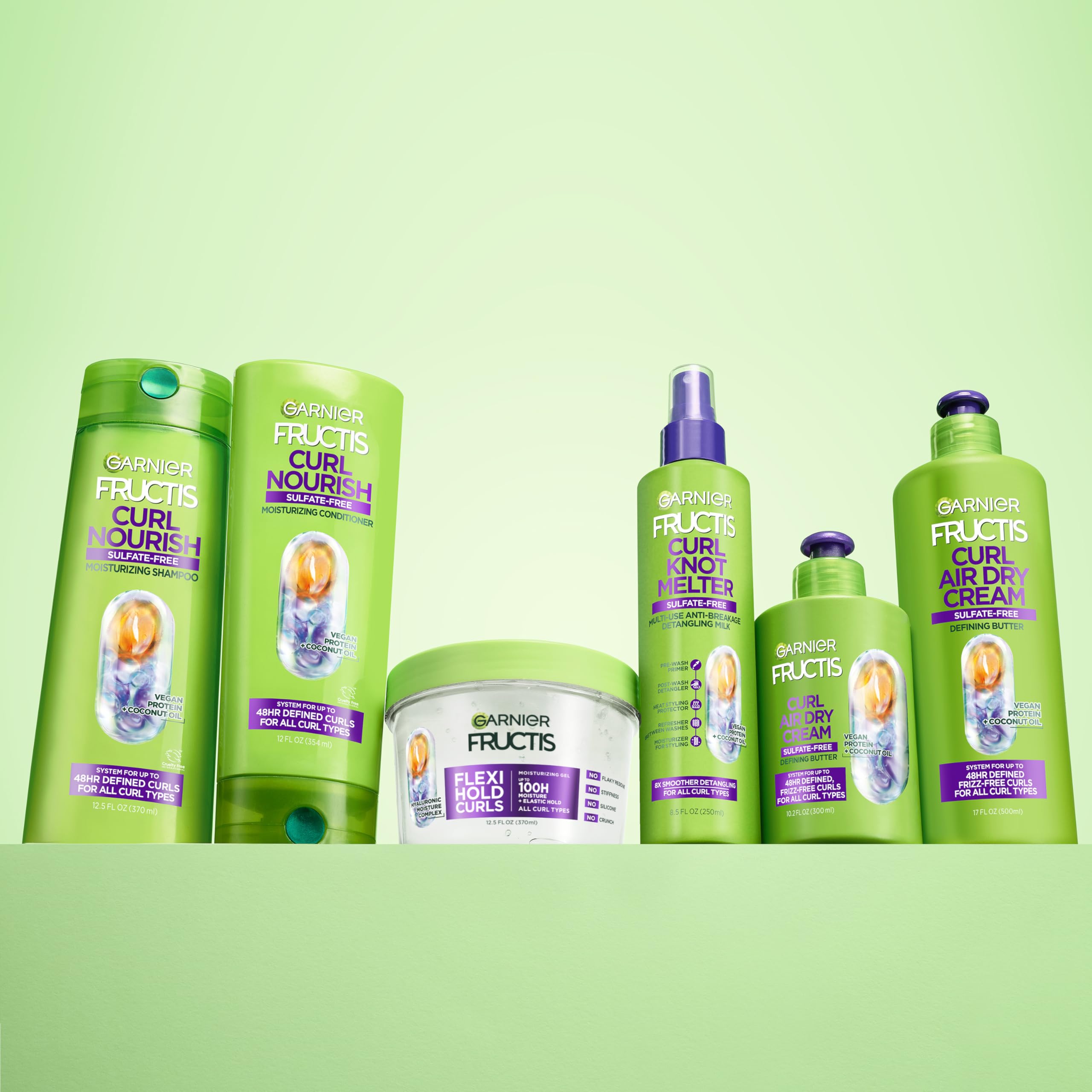 Garnier Fructis Flexi Hold Curls, compatible con rutinas sin enjuague.