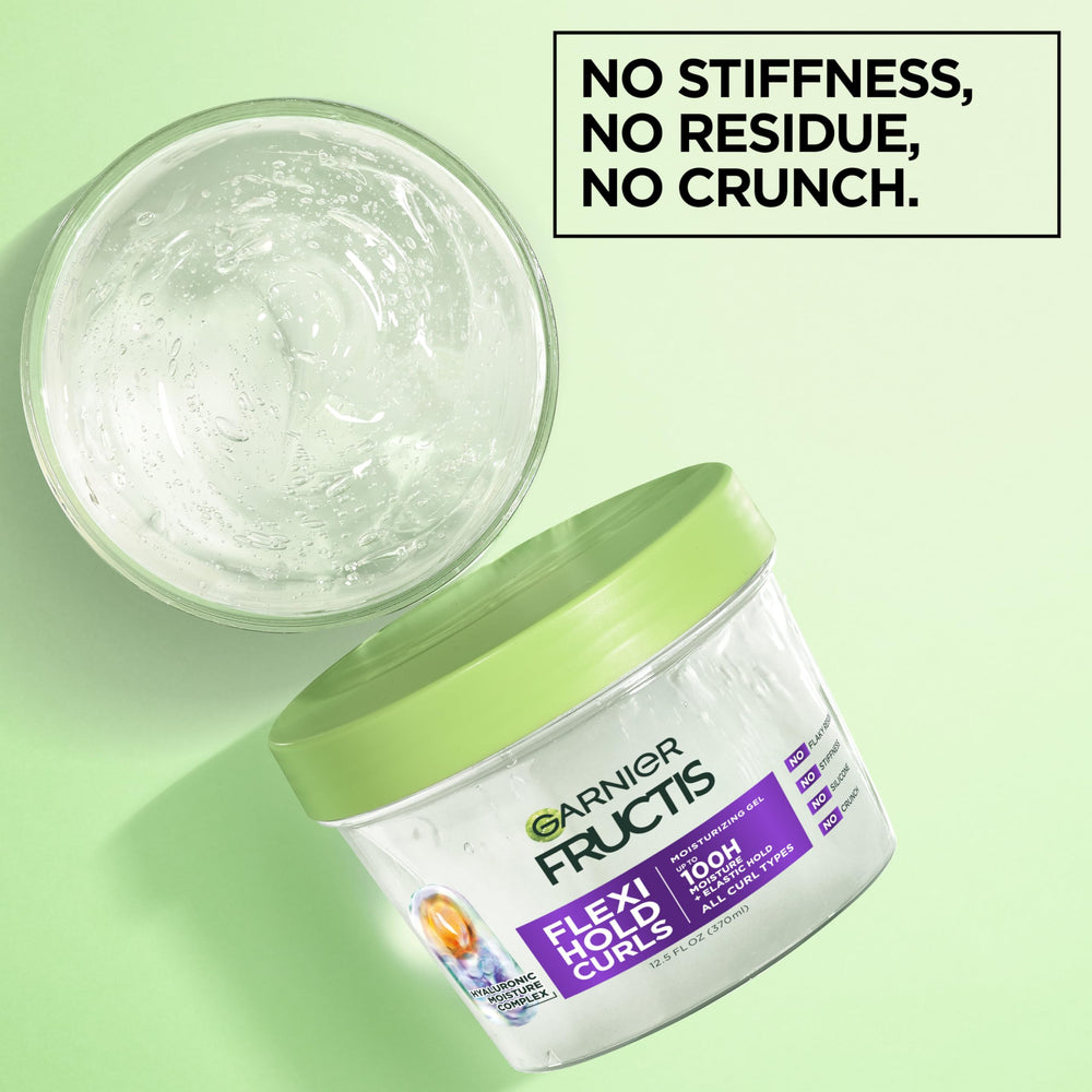Garnier Fructis Flexi Hold Curls, textura sin crujido para rizos con movimiento.