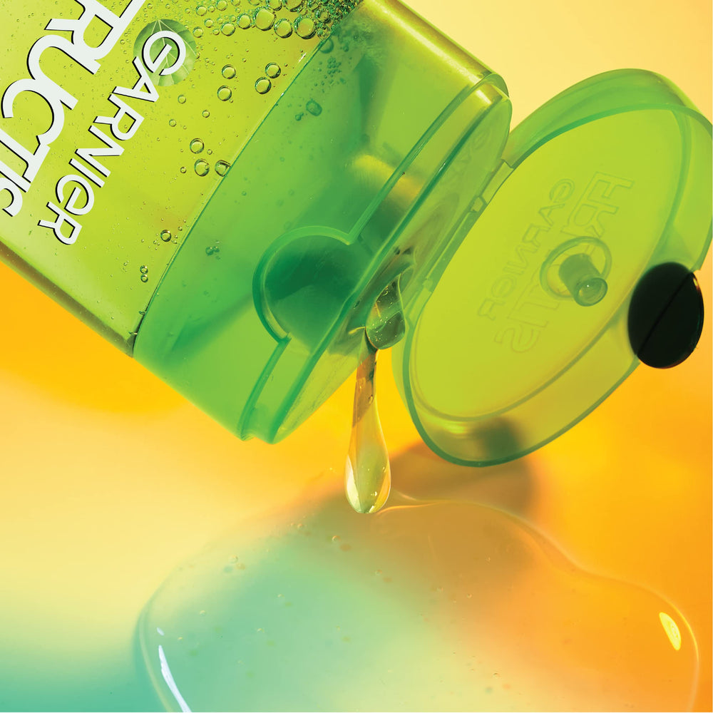 Envase de Garnier Fructis Grow Strong hecho de plástico reciclado