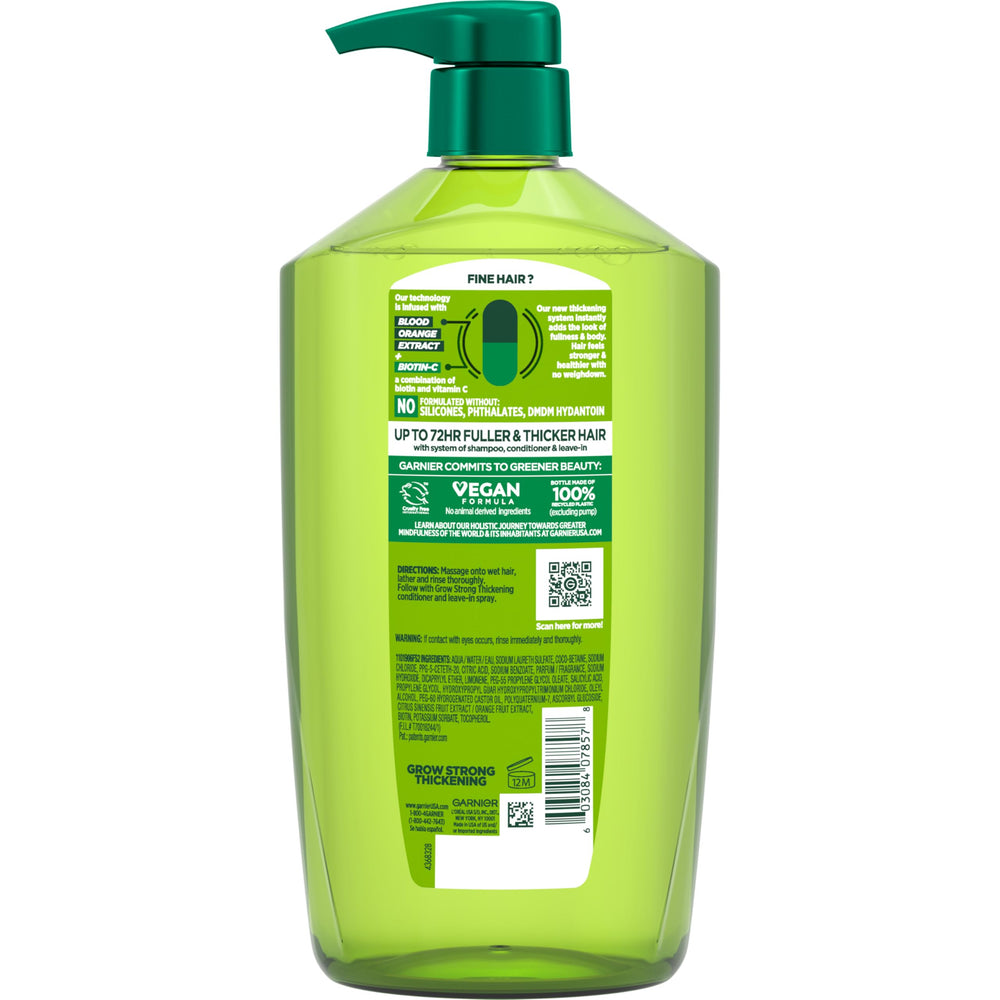 Etiqueta Cruelty Free y certificado vegan en Garnier Fructis Grow Strong