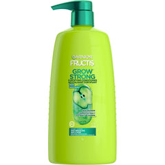 Garnier Fructis Grow Strong front packaging showing bottle and label, highlights large size and strength benefit