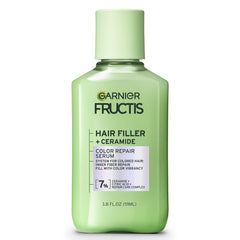 Garnier Fructis Hair Filler Color Repair Serum bottle highlights ceramide formula for color vibrancy