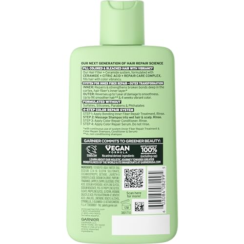 Garnier Fructis Hair Filler Color Repair shampoo bottle top highlights sulfate-free formula