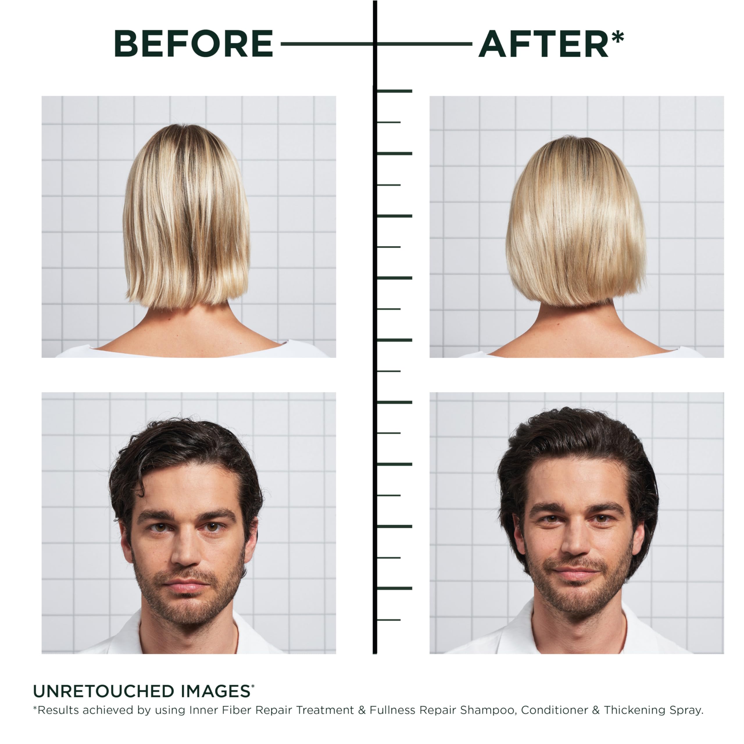 Garnier Fructis Hair Filler Fullness Repair System bundle showing enriched texture