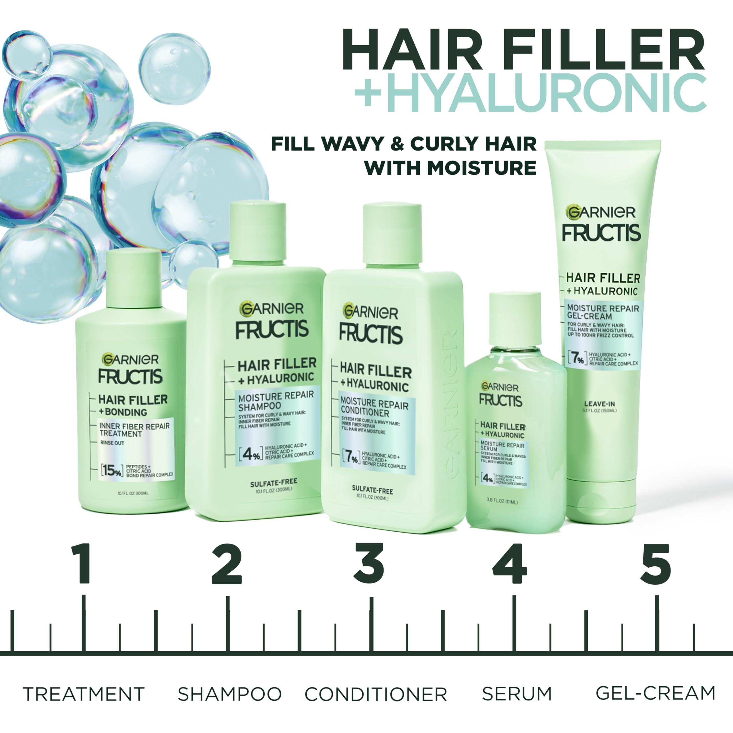 Garnier Fructis Hair Filler Serum on wet hair ready for styling.