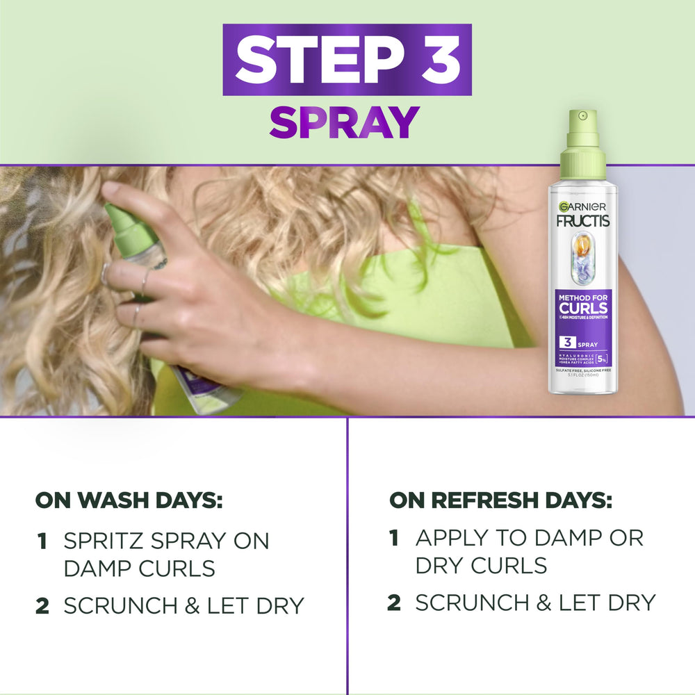 Aplicación en rizos mojados para definir con Garnier Fructis Method Curls.