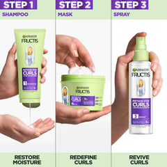 Spray refrescante Garnier Fructis Method Curls activa definición entre lavados.