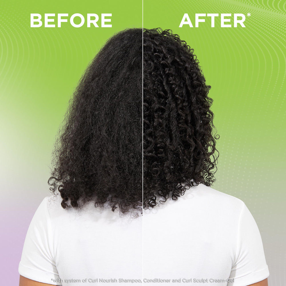 Garnier Fructis plant protein visual for stronger-looking curls.