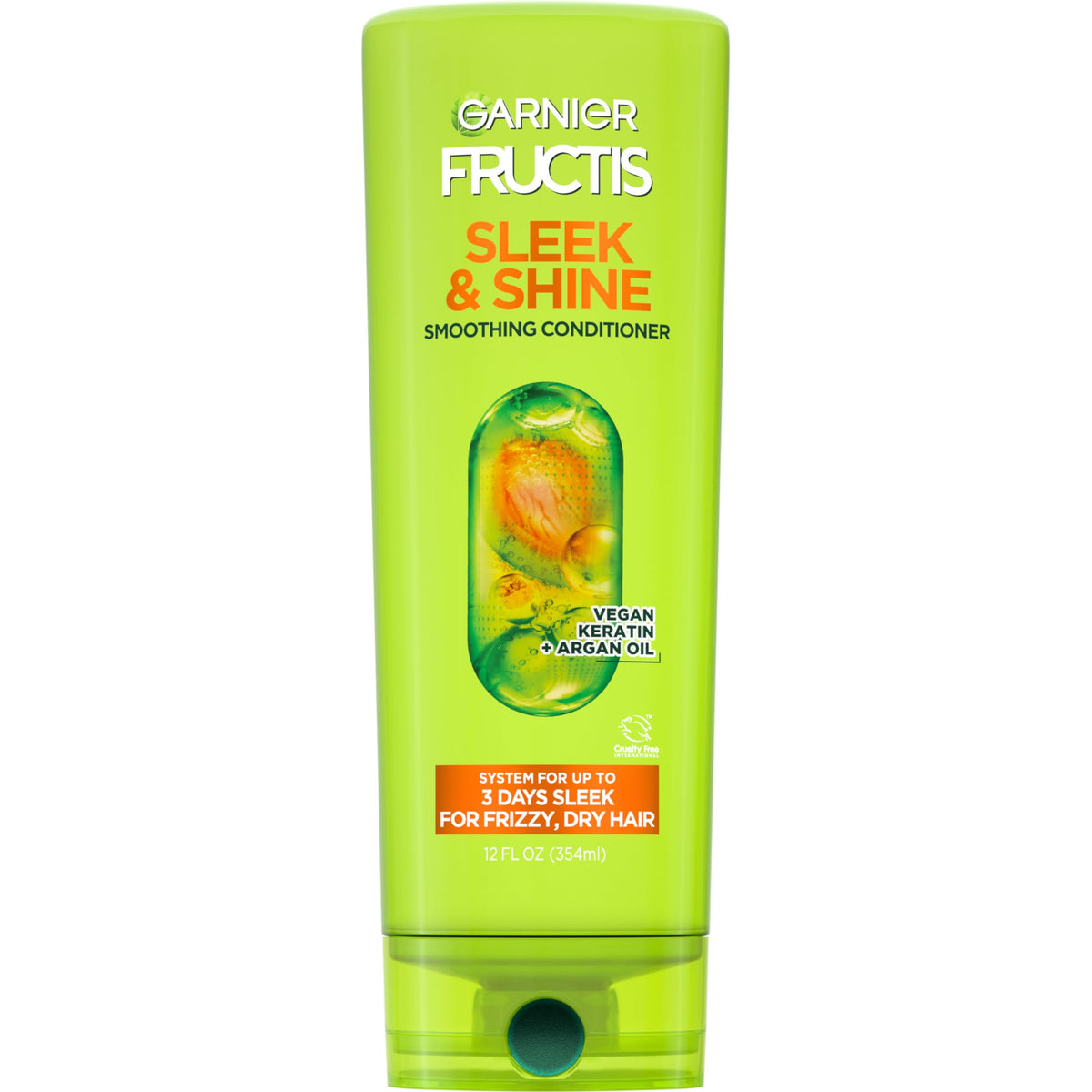 Garnier Fructis Sleek & Shine conditioner bottle front view for frizz control.