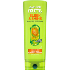 Garnier Fructis Sleek & Shine conditioner bottle front view for frizz control.