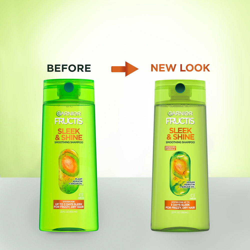 Garnier Fructis Sleek & Shine shampoo humidity test showing frizz control.