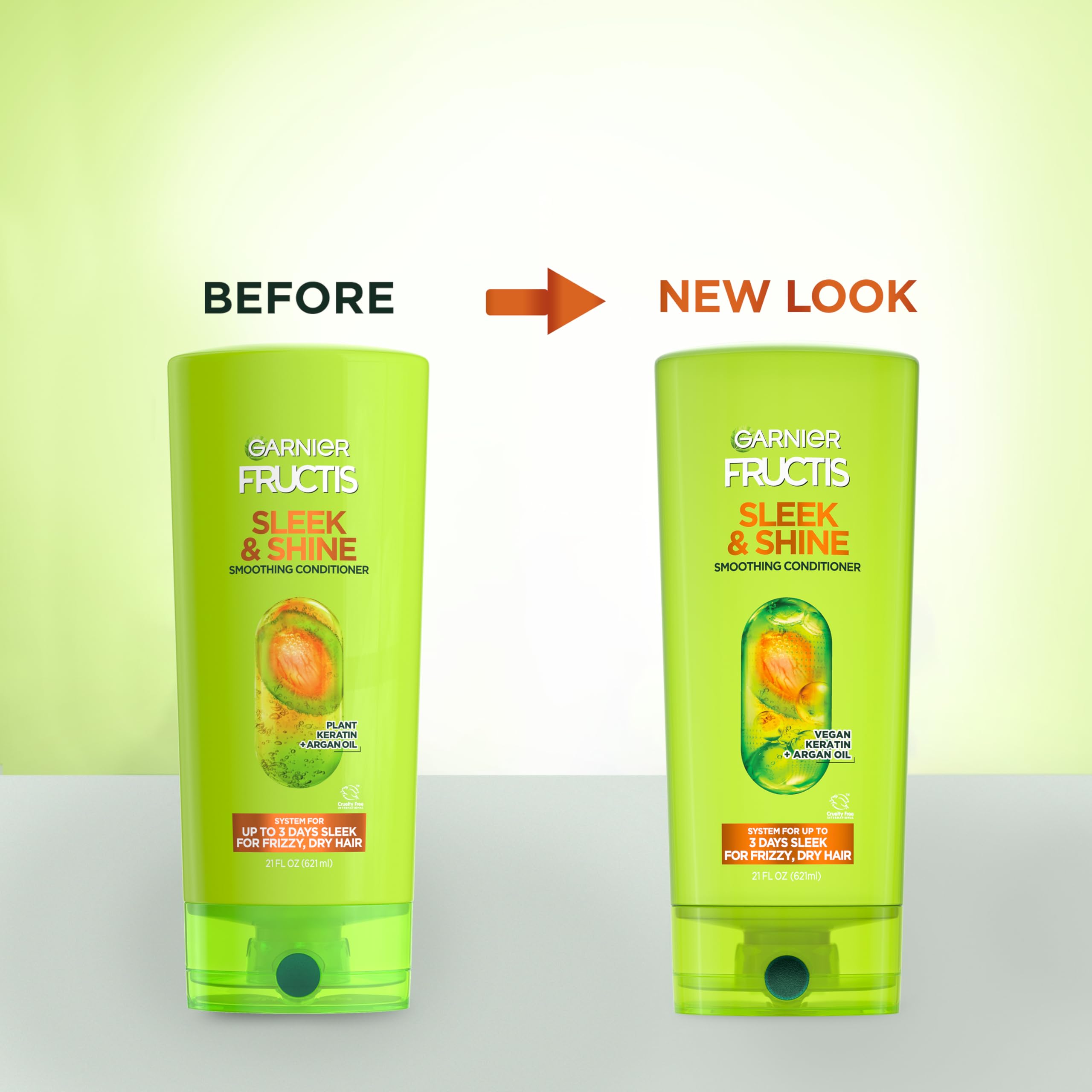 Sleek & Shine system includes shampoo, conditioner, and leave-in cream.