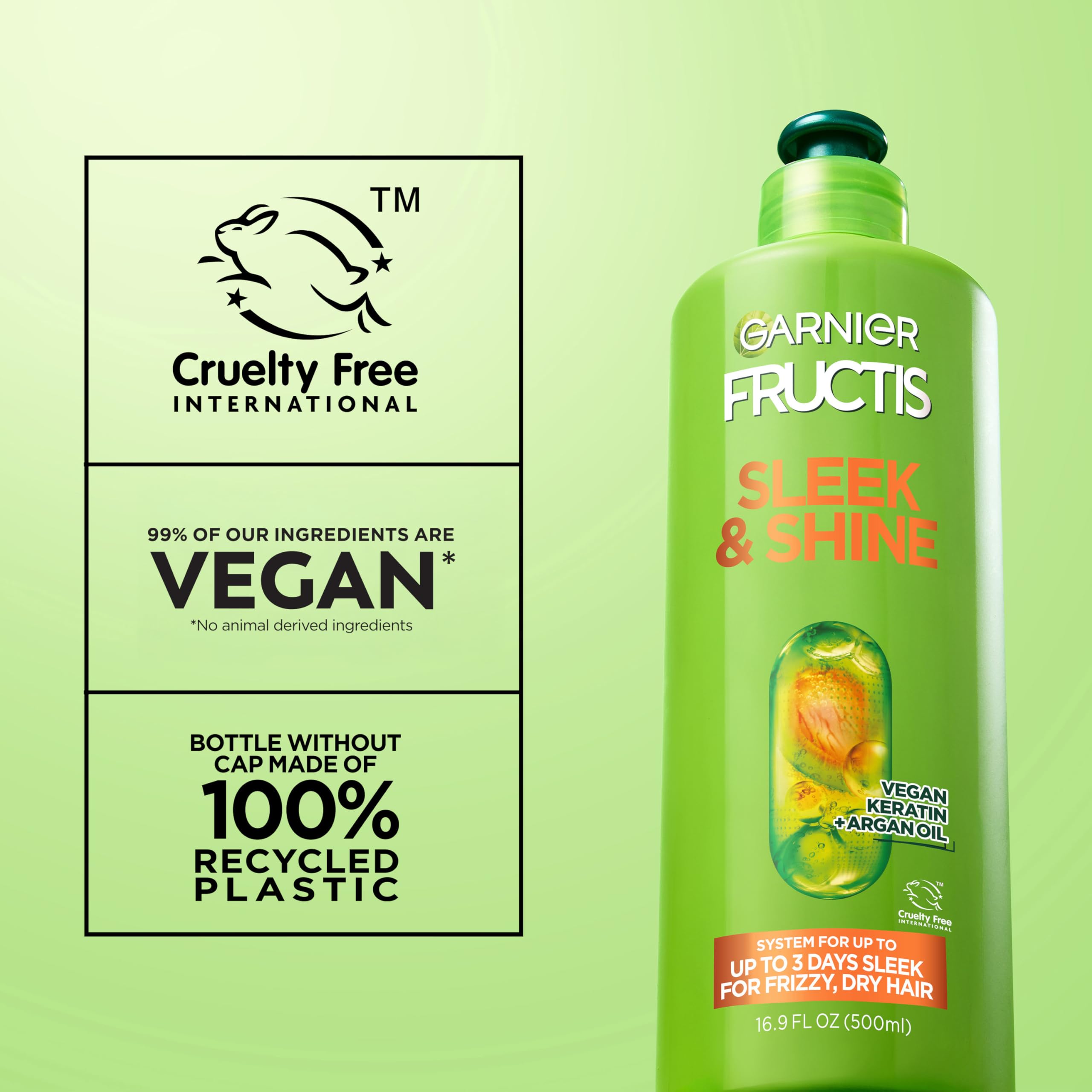 Garnier Fructis Sleek and Shine, envase reciclado, opción sostenible de belleza.