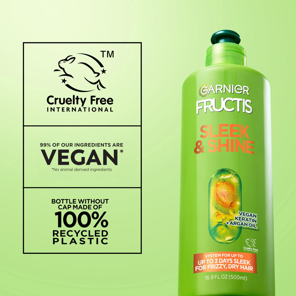 Garnier Fructis Sleek and Shine, envase reciclado, opción sostenible de belleza.