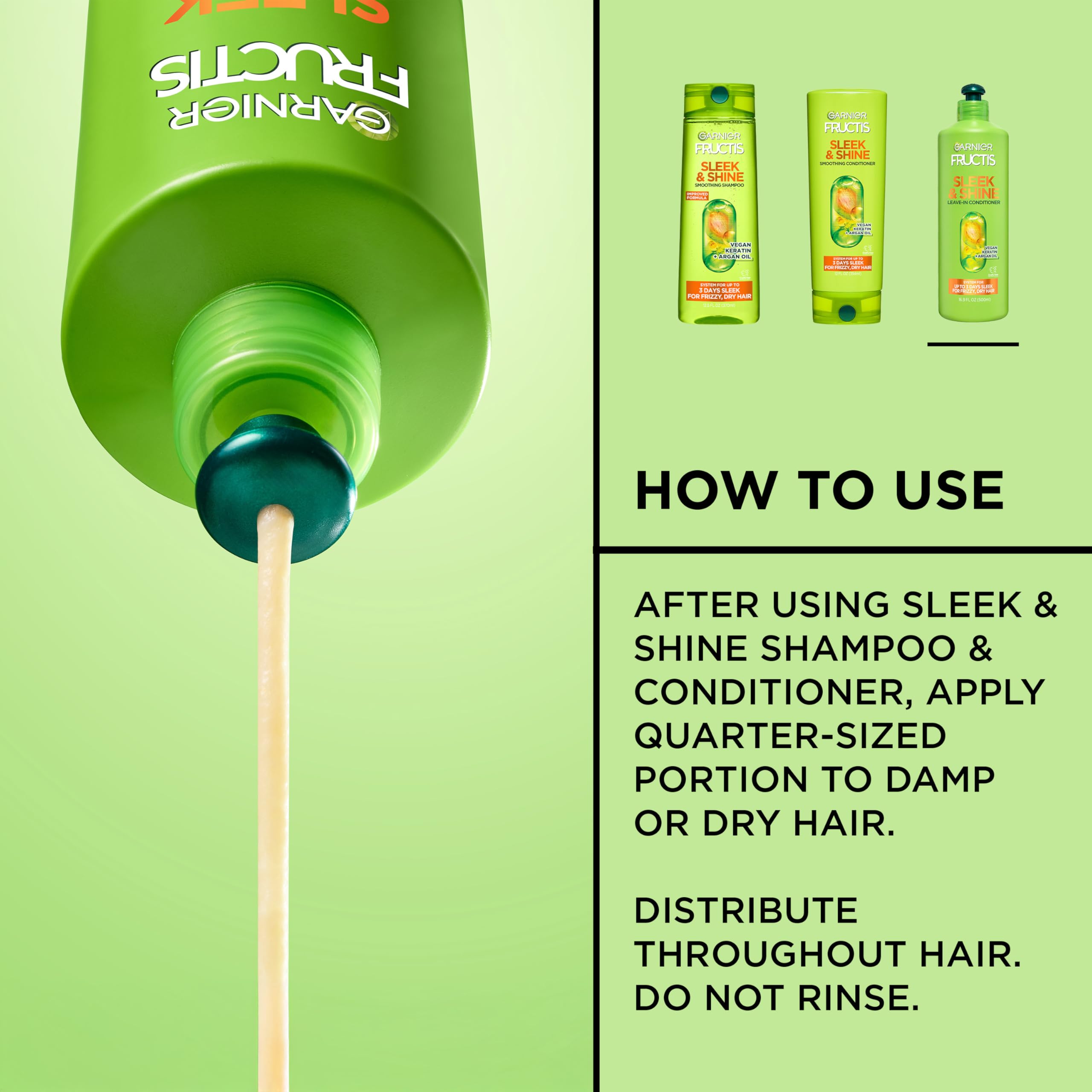 Garnier Fructis Sleek and Shine, keratina vegetal para cabello más suave y manejable.