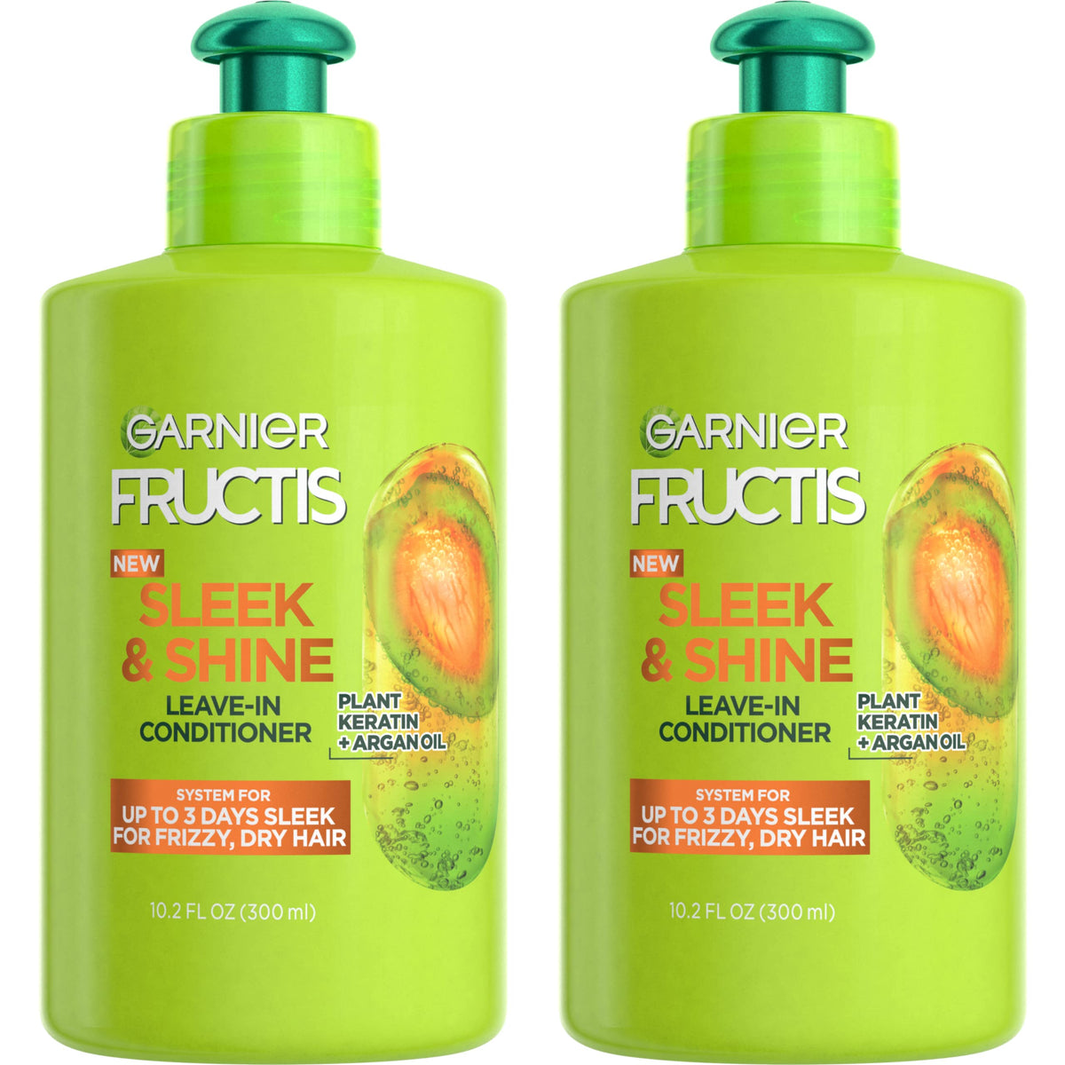 Garnier Fructis Sleek & Shine leave-in cream bottle for frizz control