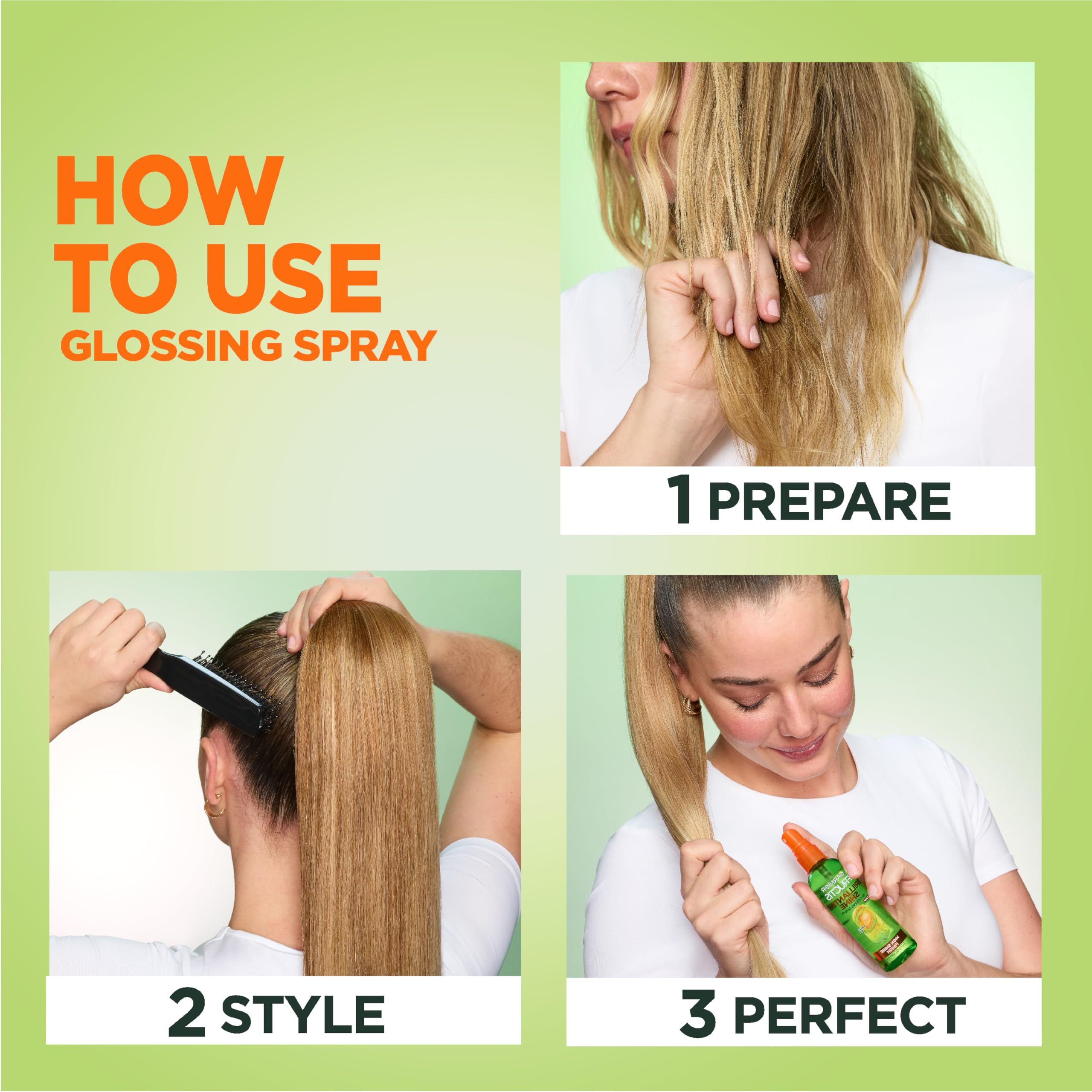 Garnier Fructis Style Brilliantine mantiene el cabello suave y brillante durante el día.