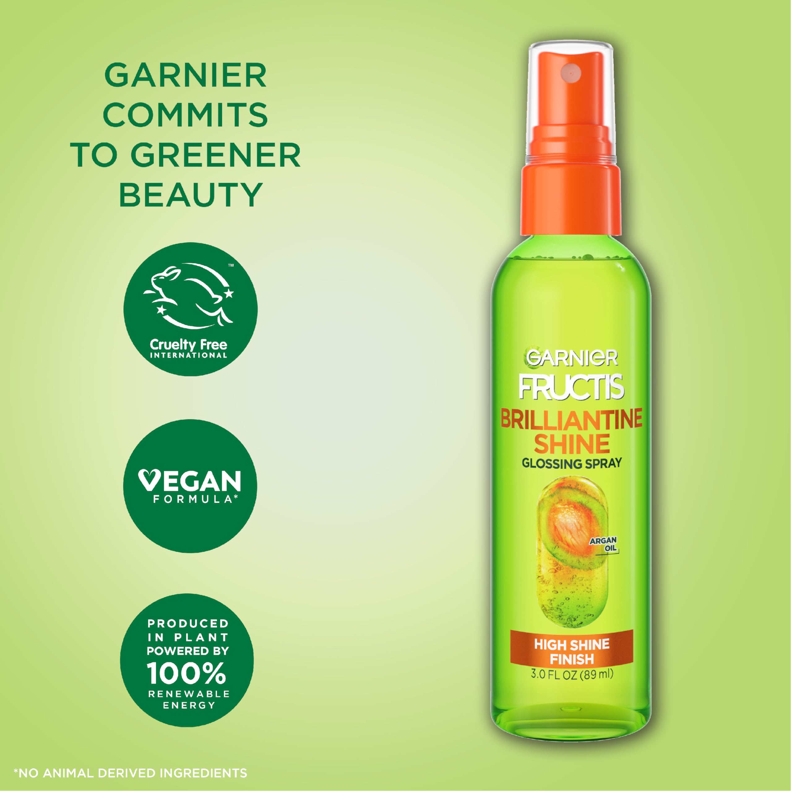 Garnier Fructis Style Brilliantine resultado duradero sin sensación grasa.