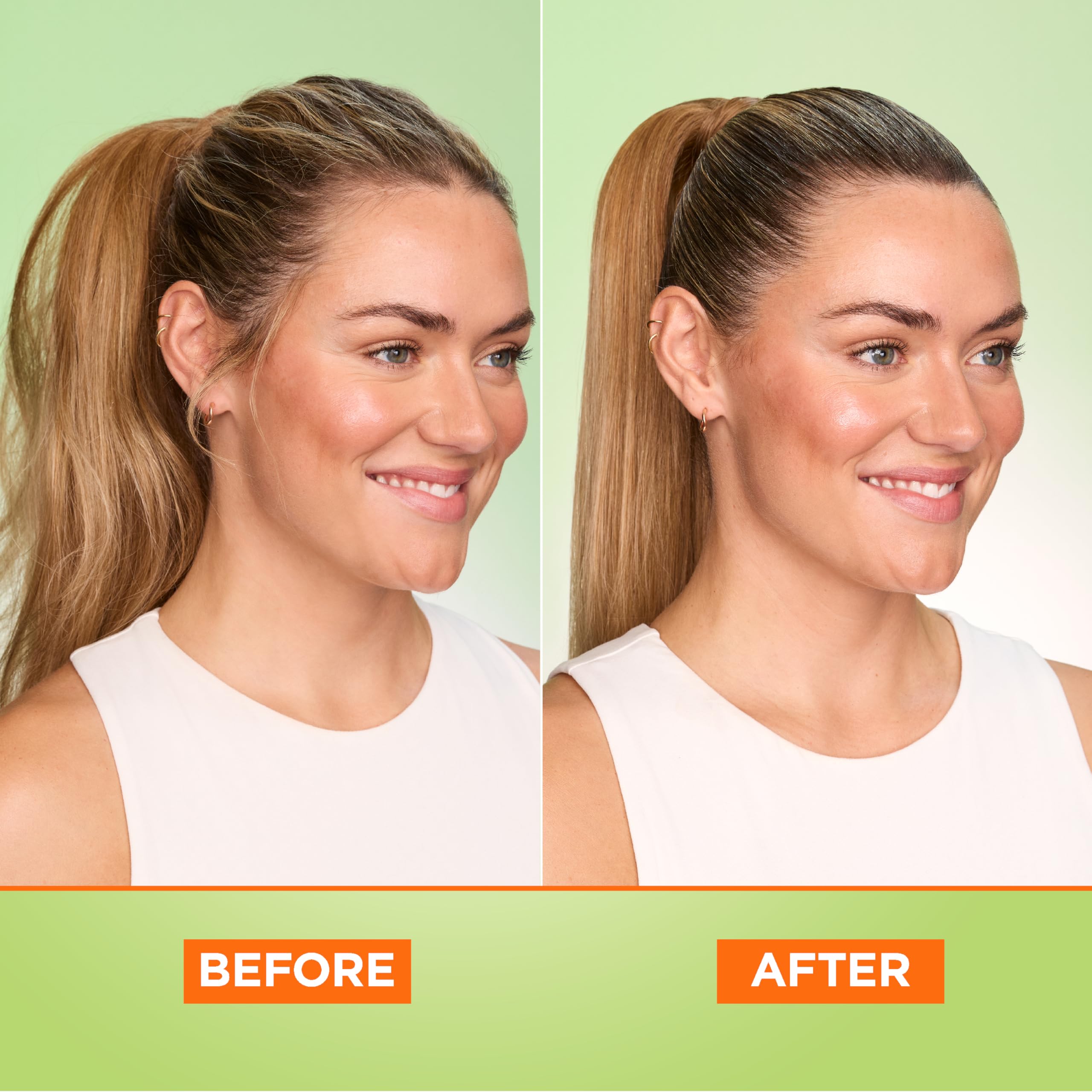 Garnier Fructis Sleek & Shine hairspray applied to hair for flexible hold