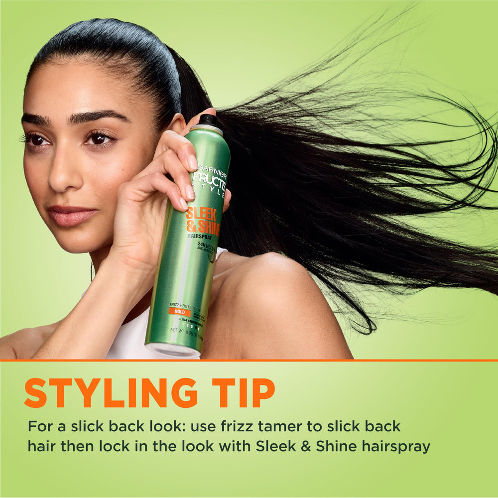 Garnier Fructis Sleek Shine paraben free formula bottle close up