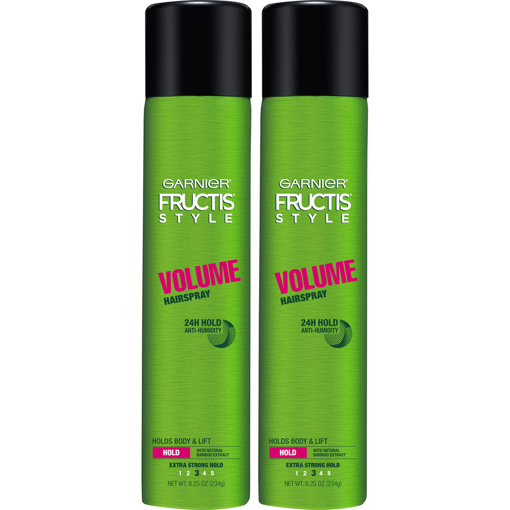 Garnier Fructis Style Volume Antihumedad: botella frente para volumen duradero.