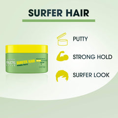 Garnier Fructis Surfer Hair Power Putty look con efecto viento