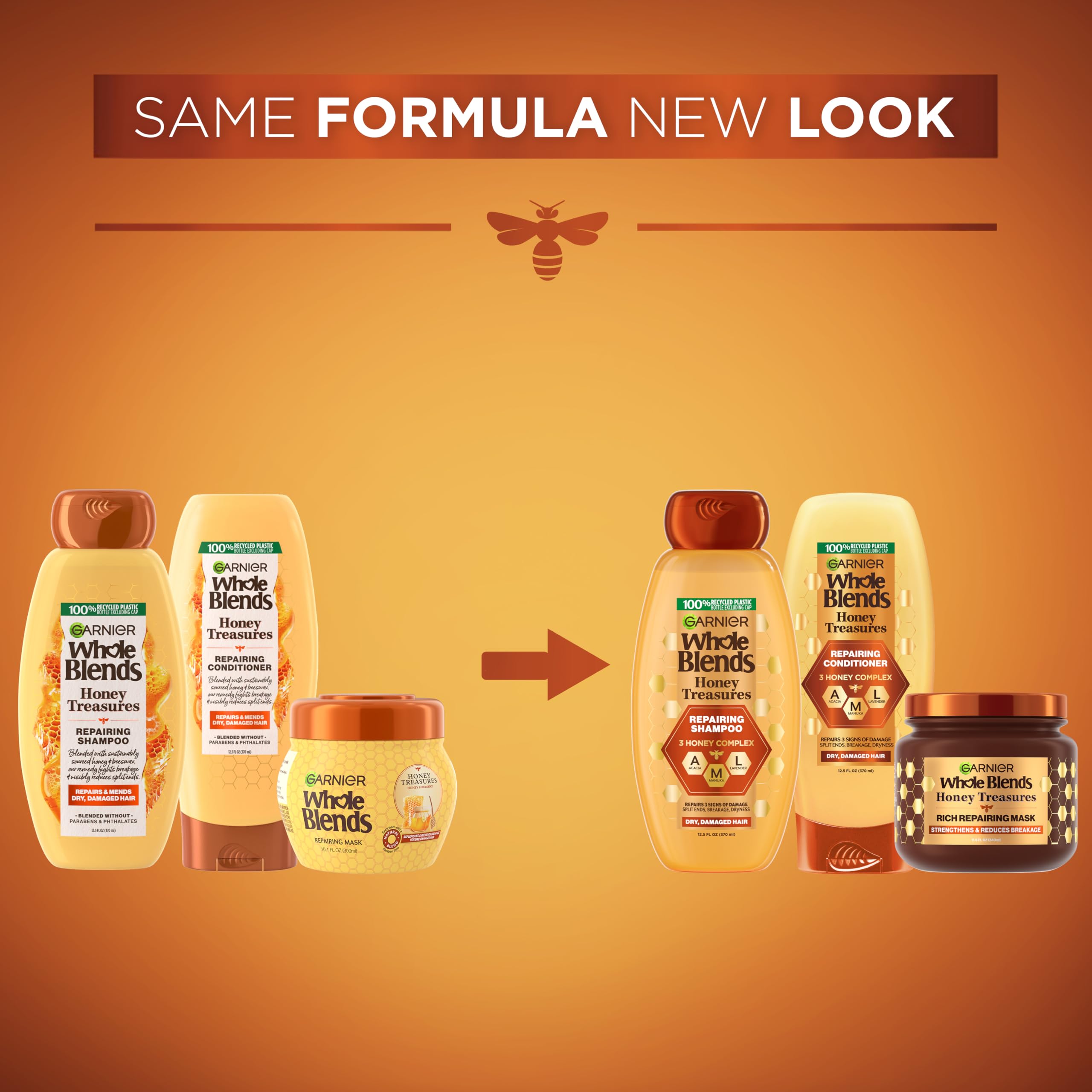 Garnier Honey Treasures conditioner bottle smooths and detangles