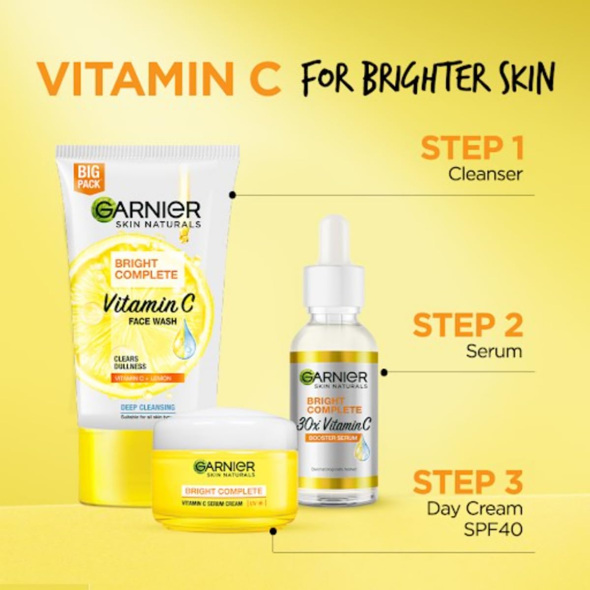 Garnier limpiador facial para piel clara y uniforme.