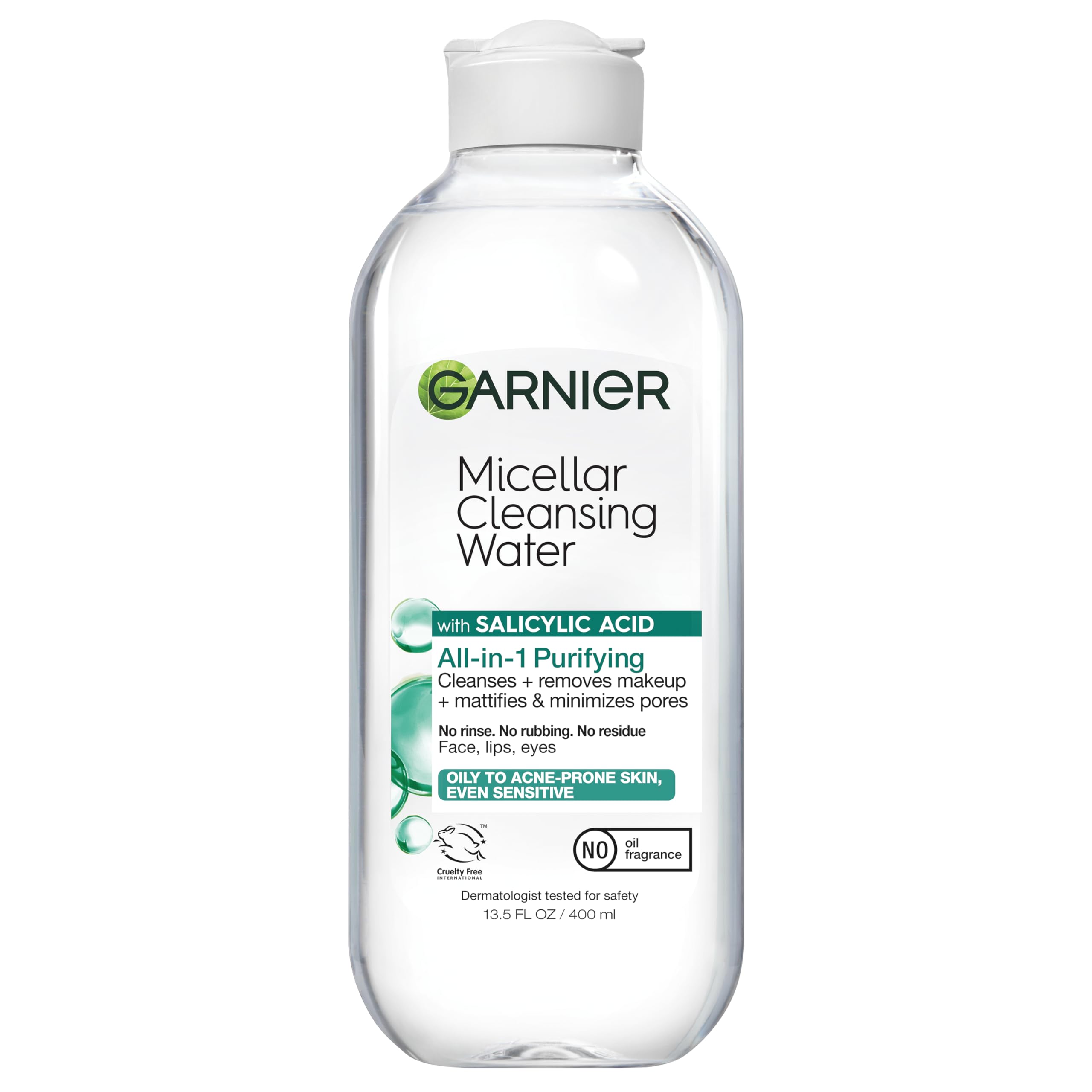 Garnier Agua Micelar con Ácido Salicílico: botella limpia y refrescante para uso diario