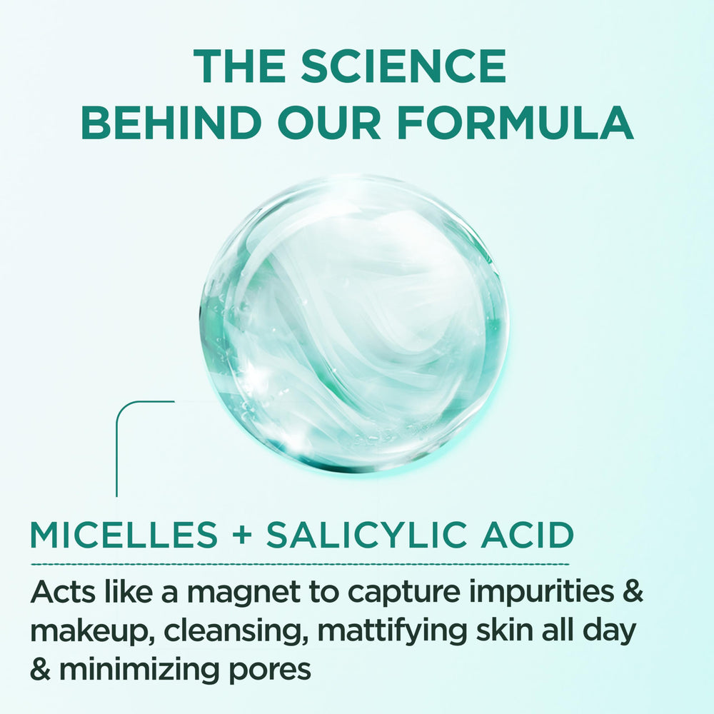 Garnier Micellar Agua con Salicílico, aplicación rápida para desmaquillar.