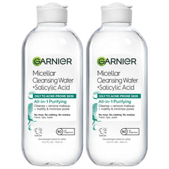 Garnier Micellar Agua con Salicílico, botella; limpieza rápida sin frotar.
