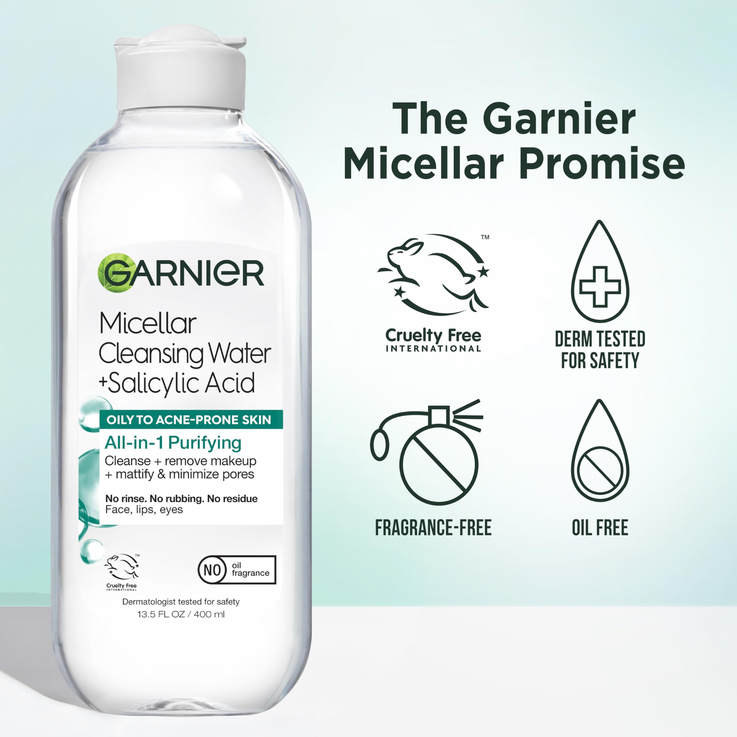 Garnier Micellar Agua con Salicílico seguro para ojos y contorno.