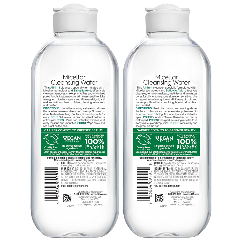 Garnier Micellar Agua con Salicílico pack de dos unidades.