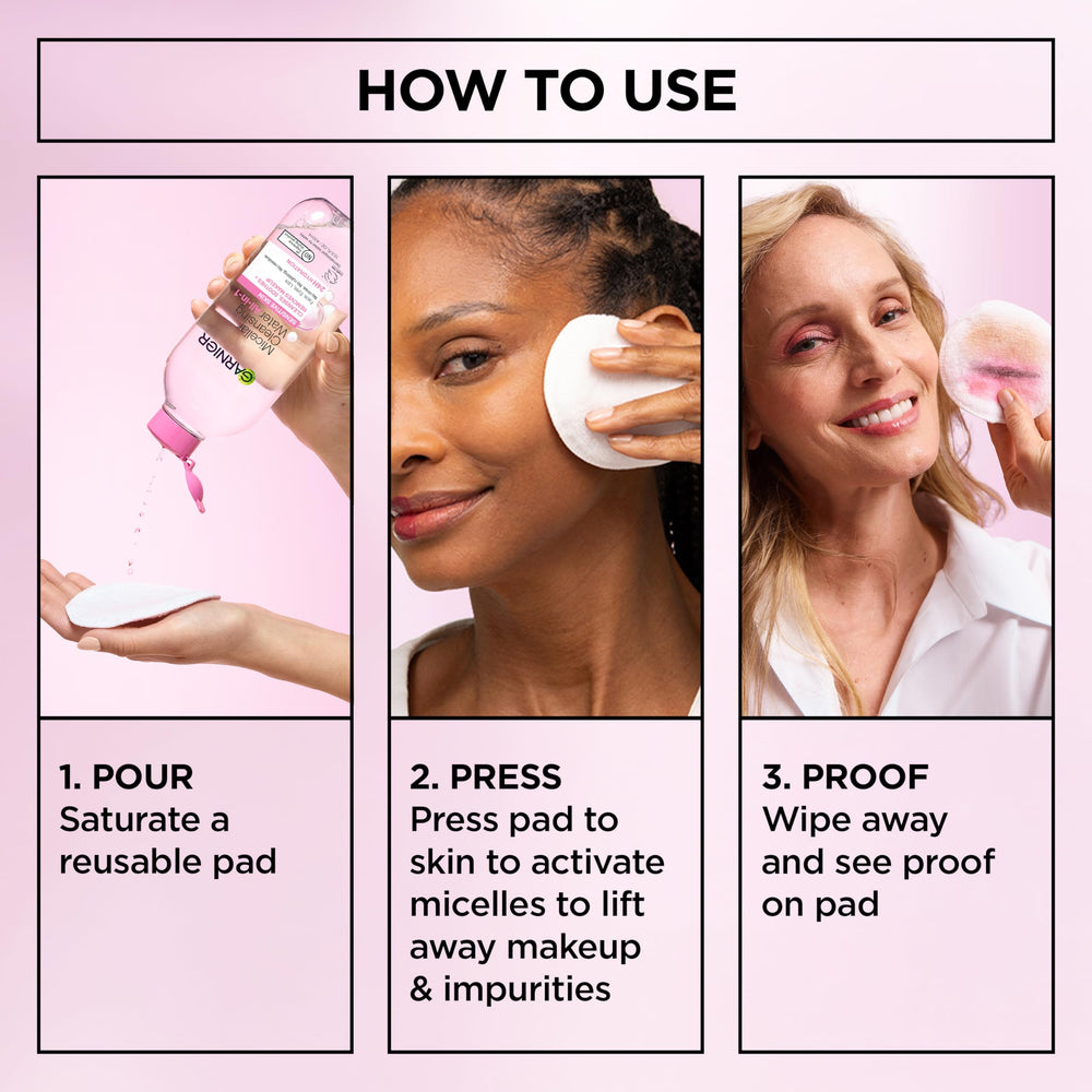 Garnier Micellar Water bottle portrait showcases minimalist packaging and product feel.