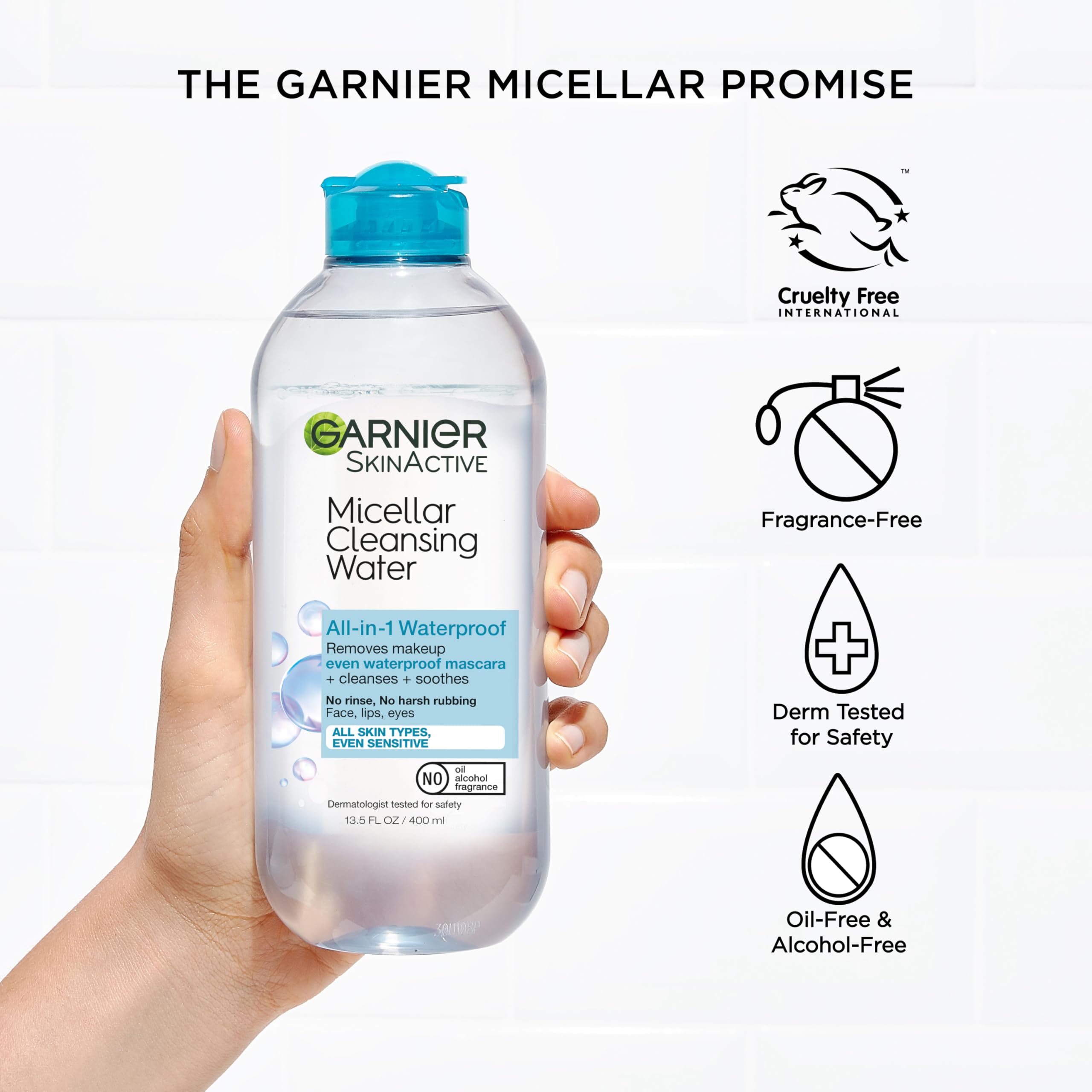 Garnier Micellar Water used around the eye area for makeup removal safely.