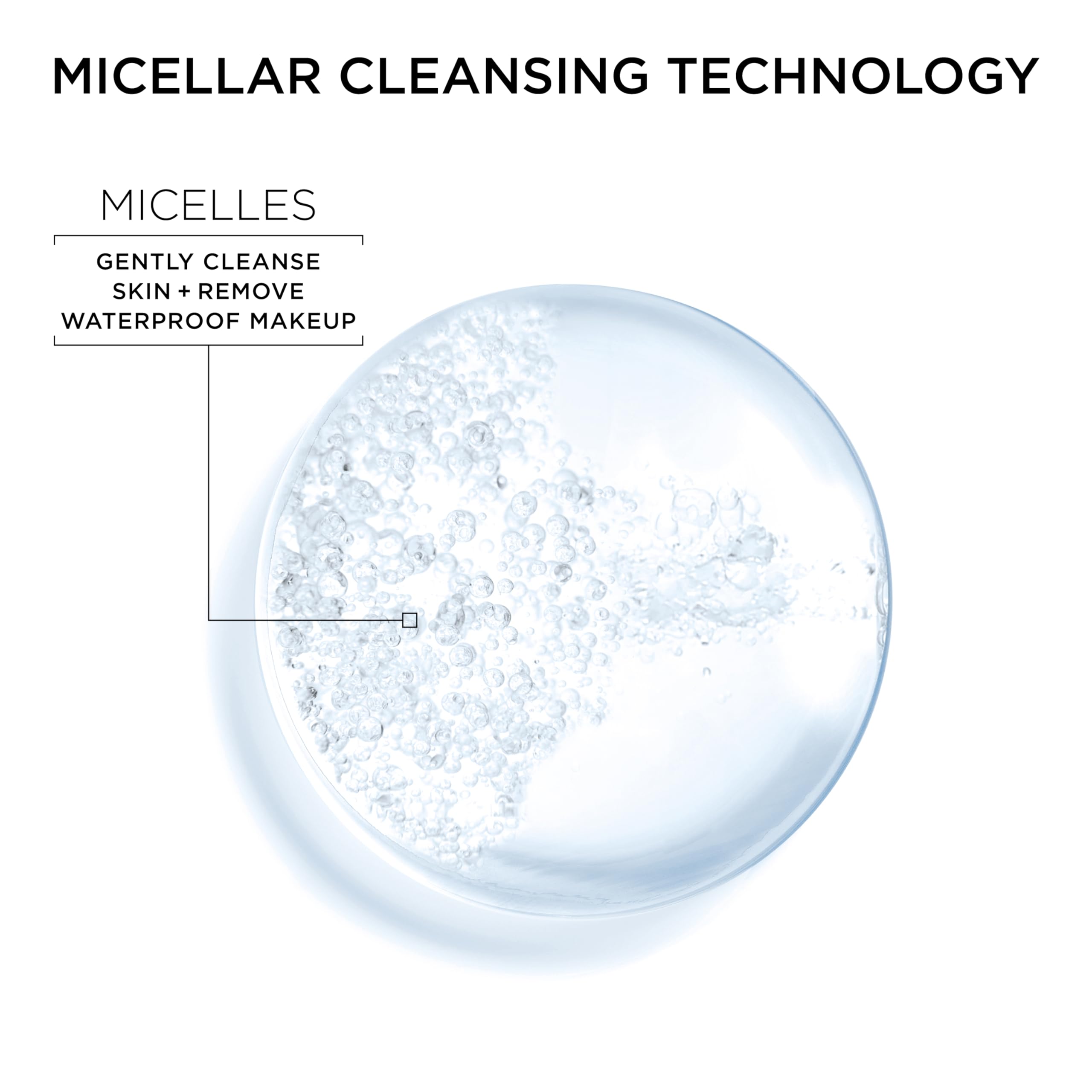 Close-up of Garnier Micellar Water micelle action lifting dirt and makeup with minimal effort.