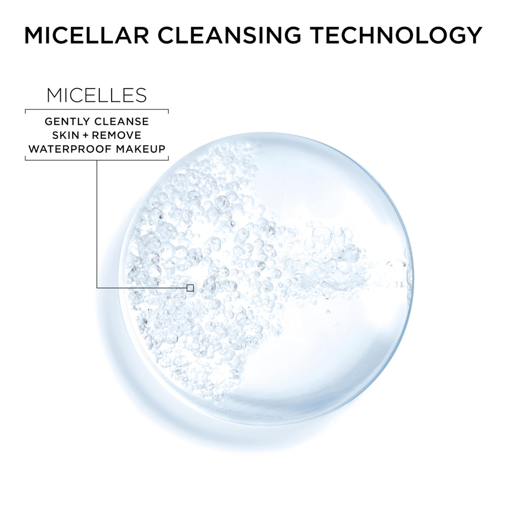 Close-up of Garnier Micellar Water micelle action lifting dirt and makeup with minimal effort.