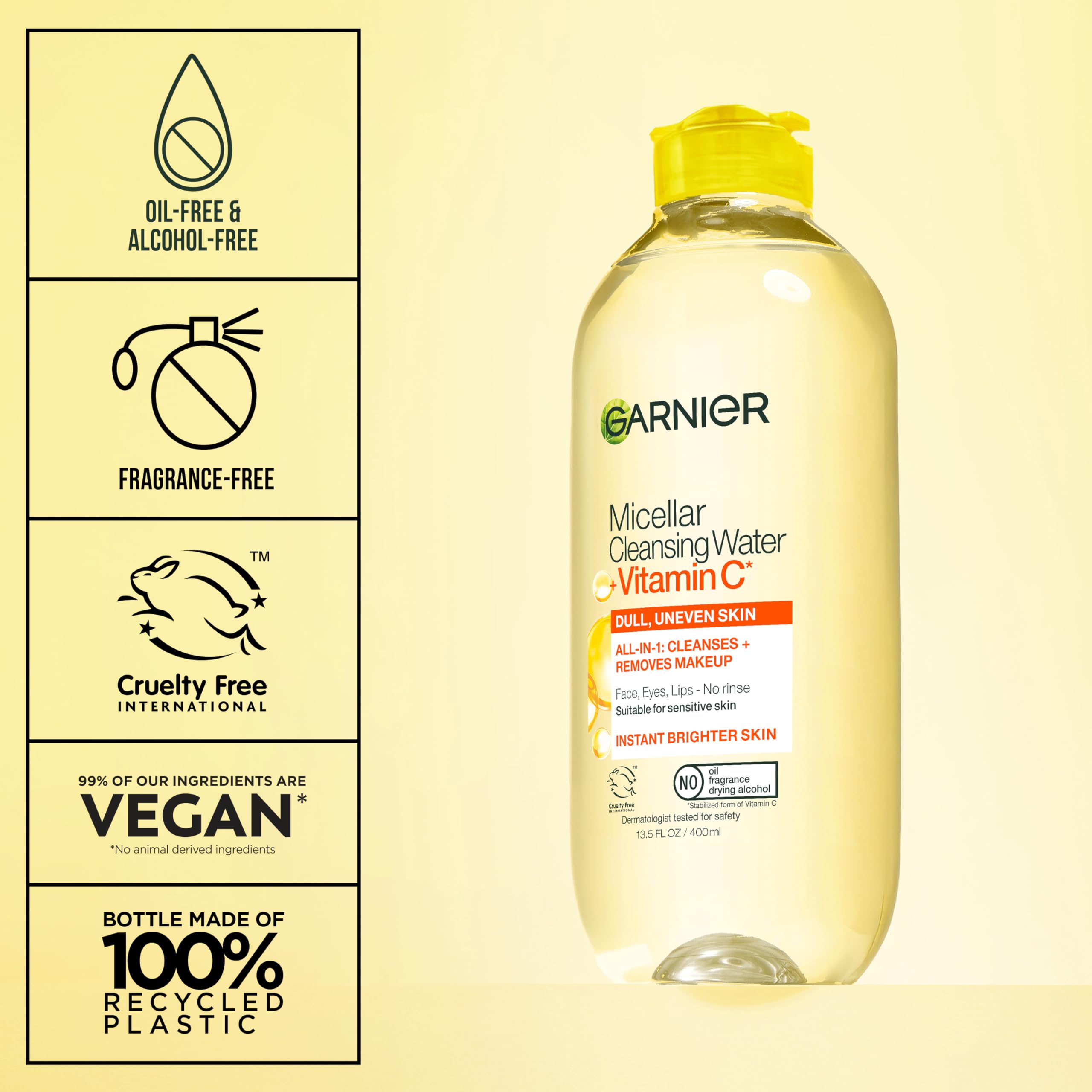 Garnier Micellar Water glass bottle highlighting premium packaging