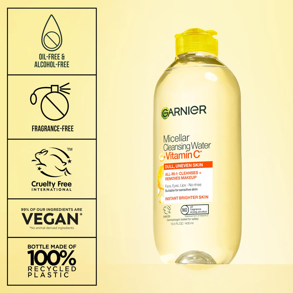 Garnier Micellar Water glass bottle highlighting premium packaging
