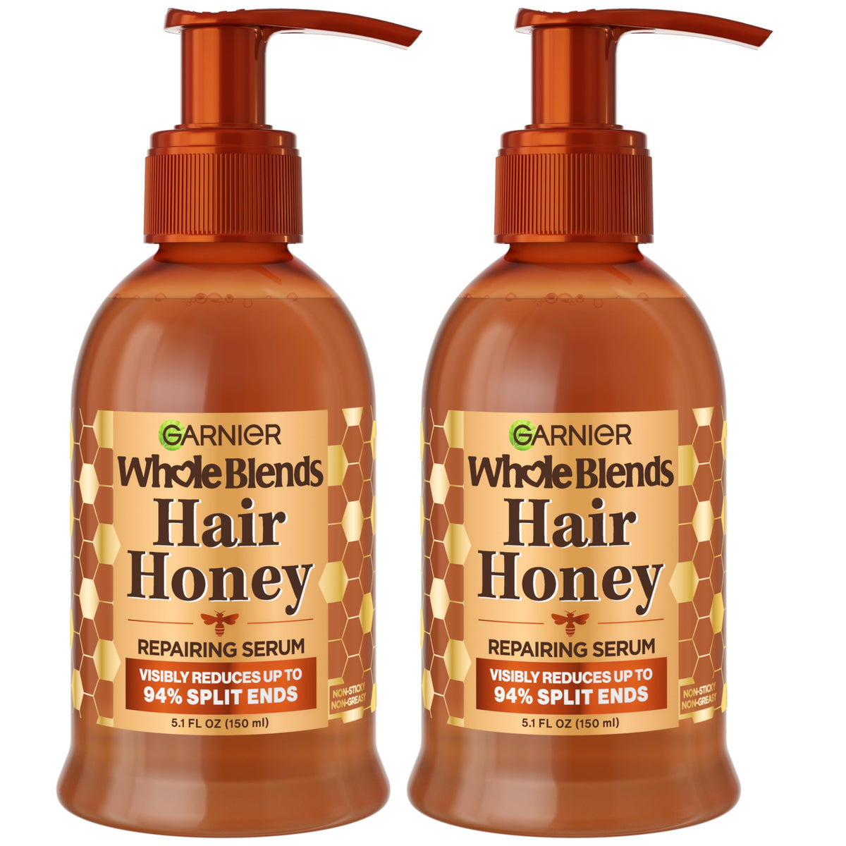 Garnier Miel Tesoro Serum para cabello largo y dañado, reparación visible.
